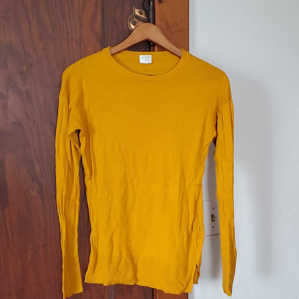 a new day Yellow Crewneck Sweater Fine-Knit Ribbed Cuffs